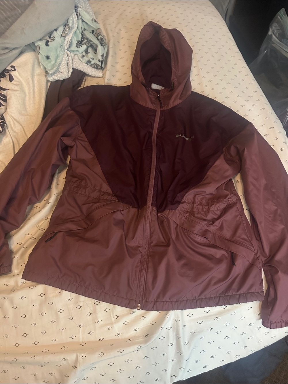 Columbia Women's Two-Tone Hooded Utility Jacket in Plum & Burgundy